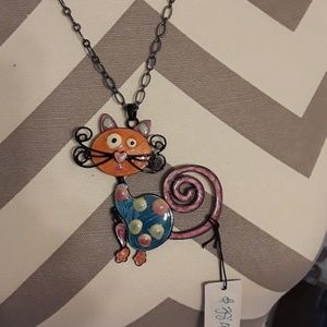 FUNKY art deco CAT pendant CUTE!! NWT